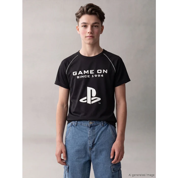 LCW Kids Antrasit Erkek Çocuk PlayStation Baskılı Tişört