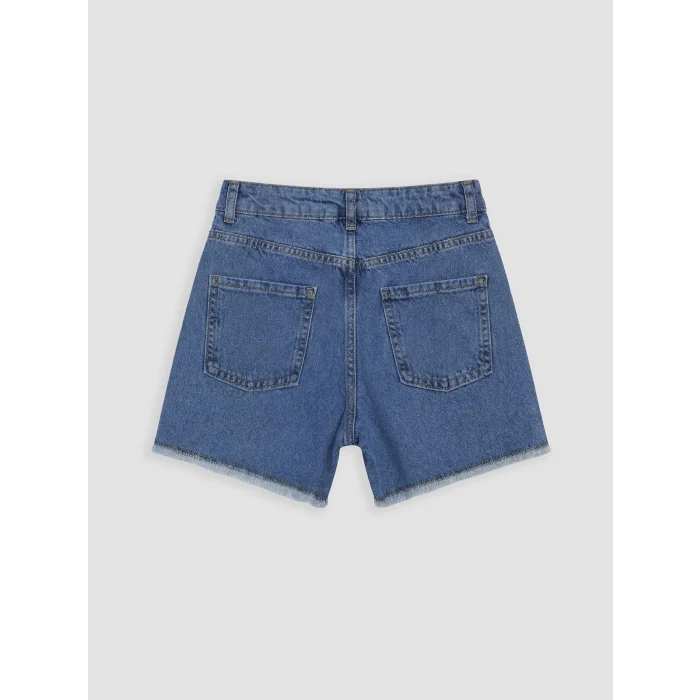 LCW Kids Mavi Yırtık Detaylı Kız Çocuk Jean Şort