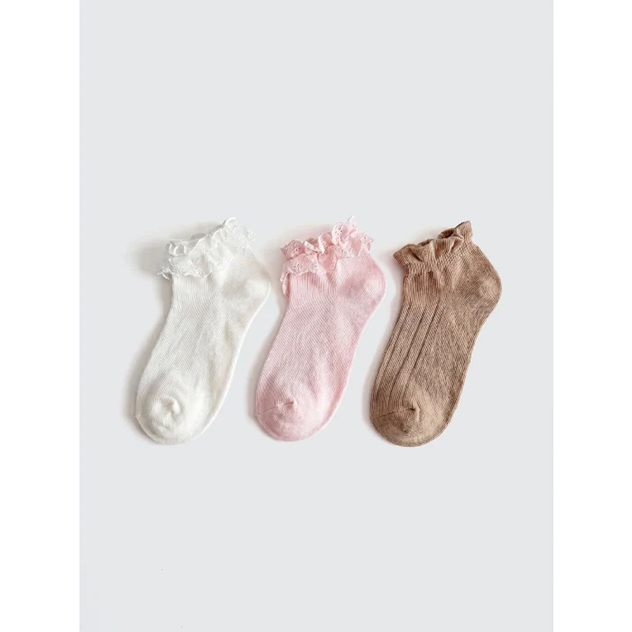 LCW Kids Pembe Kız Bebek Patik Çorap 3lü
