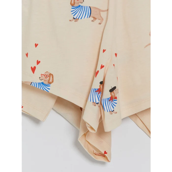 LCW DREAM Bej Köpek Baskılı Kadın Şortlu Pijama Takımı
