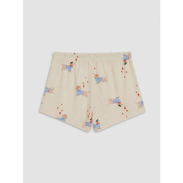 LCW DREAM Bej Köpek Baskılı Kadın Şortlu Pijama Takımı
