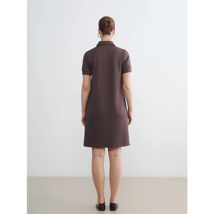 LCW EVERYDAY Kahverengi Polo Yaka Soft Touch Mini Elbise