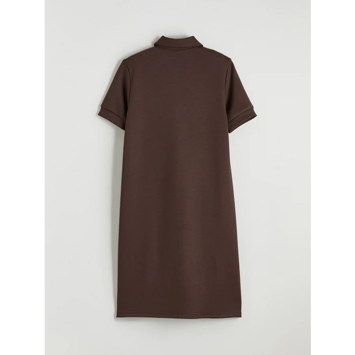 LCW EVERYDAY Kahverengi Polo Yaka Soft Touch Mini Elbise