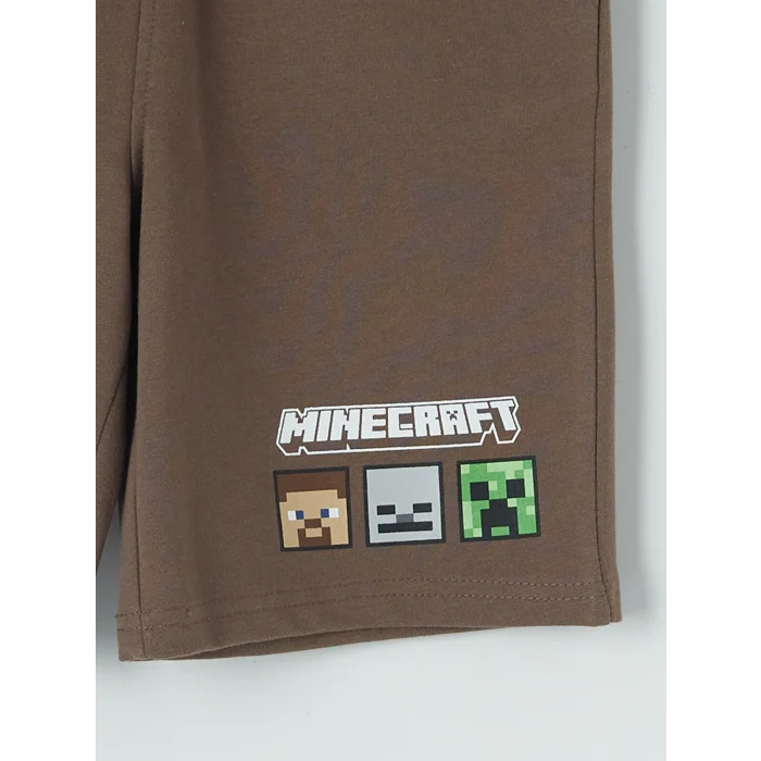 LCW Kids Kahverengi Minecraft Baskılı Erkek Çocuk Şort