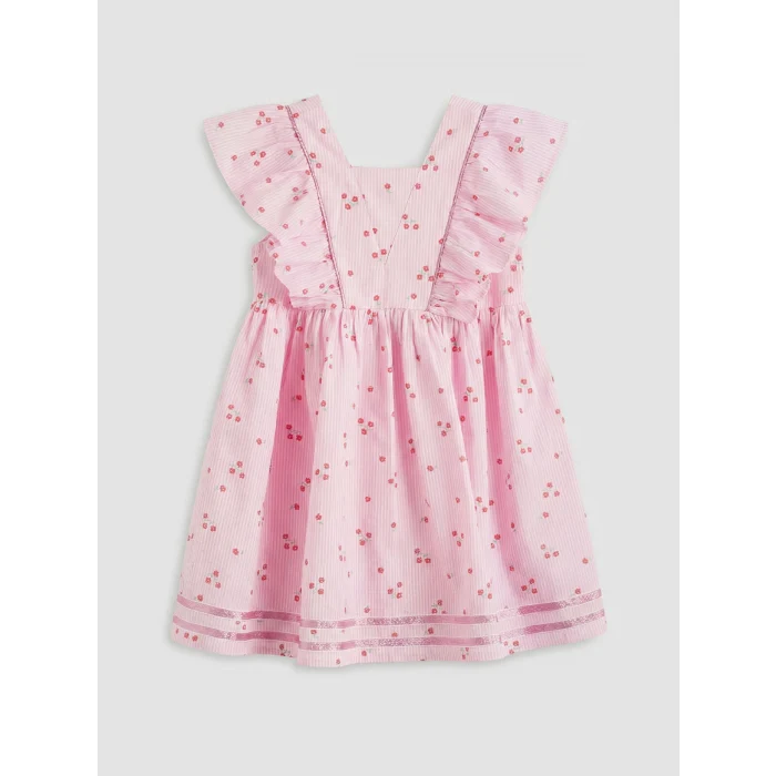 LCW Kids Pembe Kare Yaka Fırfırlı Kız Çocuk Elbise