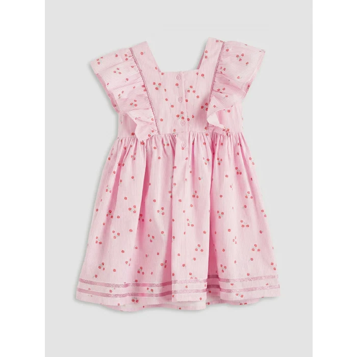 LCW Kids Pembe Kare Yaka Fırfırlı Kız Çocuk Elbise