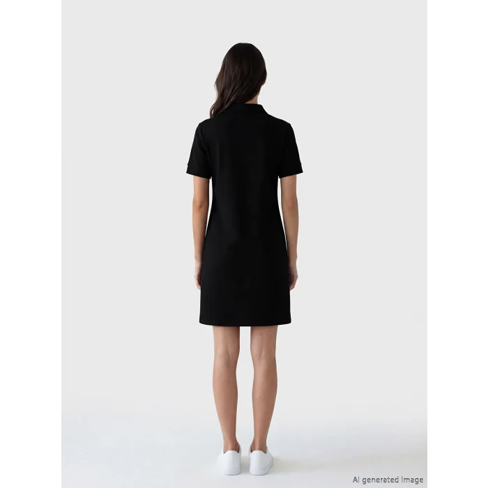LCW EVERYDAY Siyah Polo Yaka Soft Touch Mini Elbise
