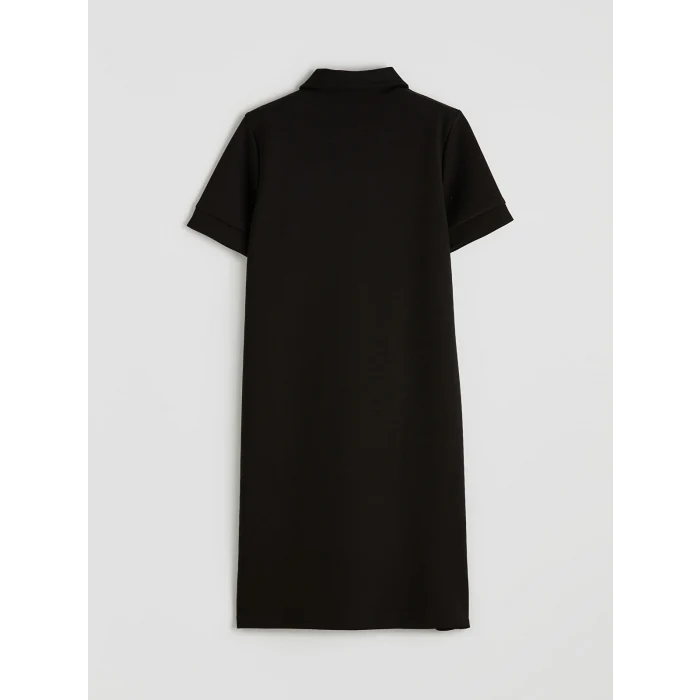 LCW EVERYDAY Siyah Polo Yaka Soft Touch Mini Elbise