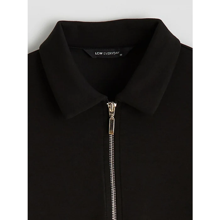 LCW EVERYDAY Siyah Polo Yaka Soft Touch Mini Elbise