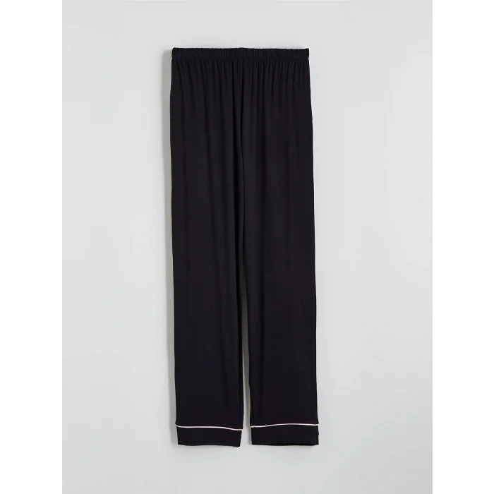 LCW DREAM Siyah Gömlek Yaka Kadın Pijama Takım