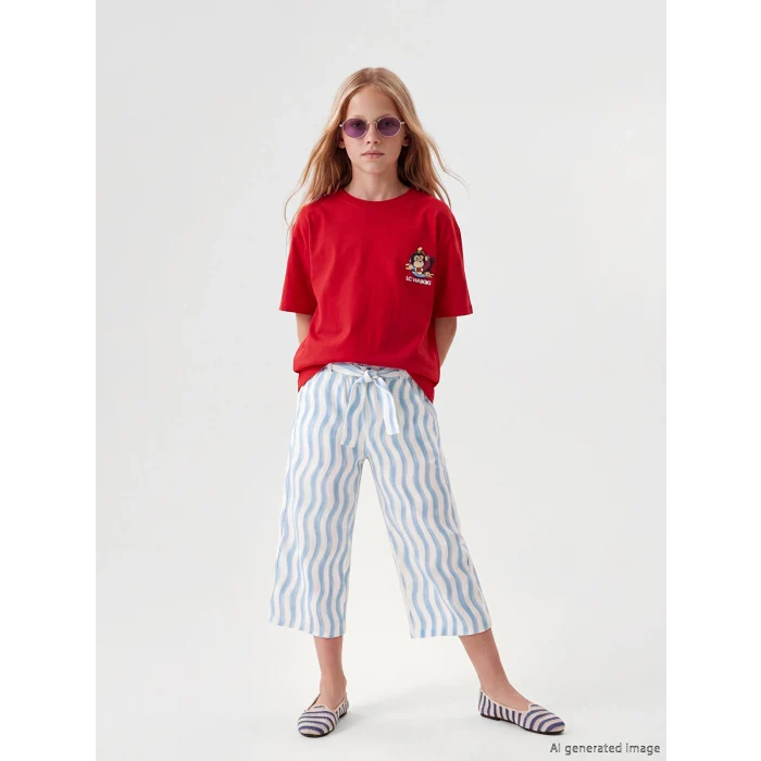 LCW Kids Kırmızı Nostaljik Maymun Baskılı Unisex Çocuk Tişört