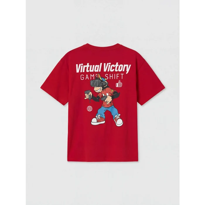 LCW Kids Kırmızı Nostaljik Maymun Baskılı Unisex Çocuk Tişört