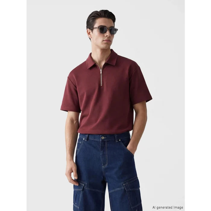 XSIDE Bordo Polo Yaka Erkek Tişört