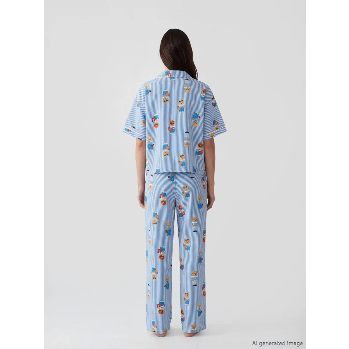LCW DREAM Ekru Ayı Teddy Baskılı Kadın Pijama Takım