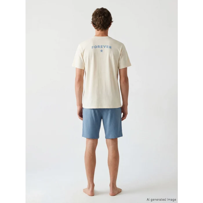 LC WAIKIKI Mavi Standart Kalıp Erkek Şortlu Pijama Takımı
