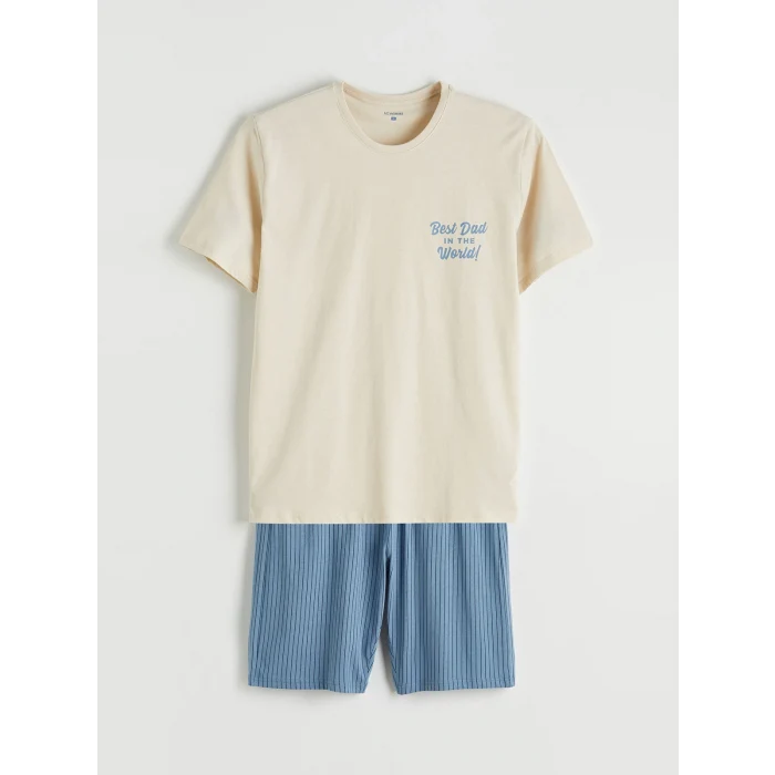 LC WAIKIKI Mavi Standart Kalıp Erkek Şortlu Pijama Takımı