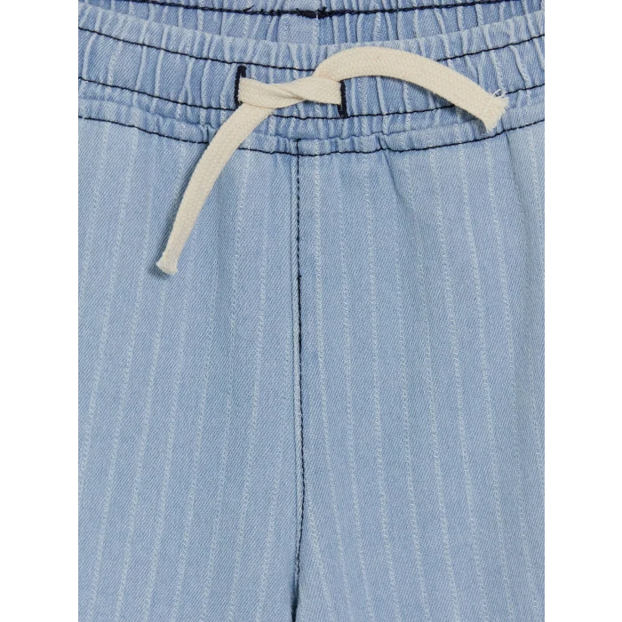 LCW Kids İndigo Beli Lastikli Çizgili Erkek Çocuk Jean Şort