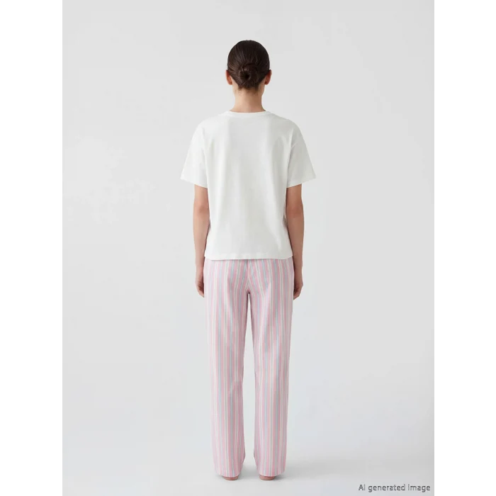 LCW DREAM Karışık Bisiklet Yaka Baskılı Kadın Pijama Takım