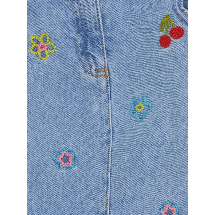 LCW Kids İndigo Nakışlı Kız Çocuk Etek