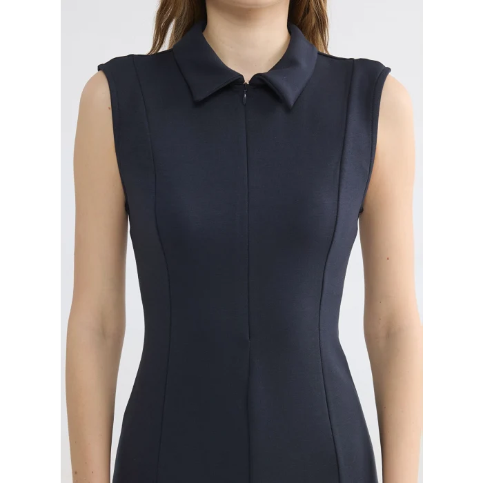 LCWAIKIKI Classic Lacivert Polo Yaka Soft Touch Elbise