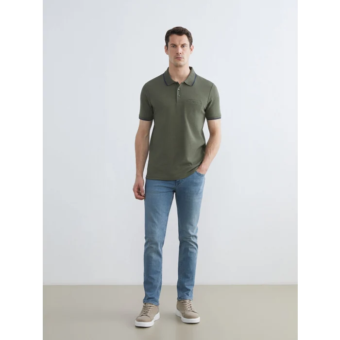 LCWAIKIKI Classic Haki Polo Yaka Erkek Dokulu Tişört