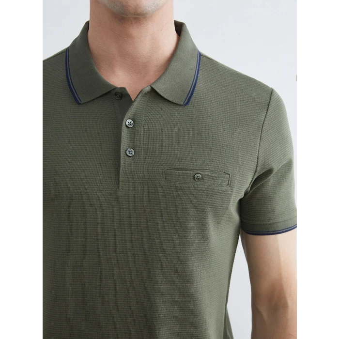LCWAIKIKI Classic Haki Polo Yaka Erkek Dokulu Tişört