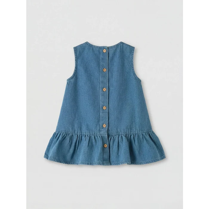 LCW baby Mavi Fiyonklu Kız Bebek Jean Elbise
