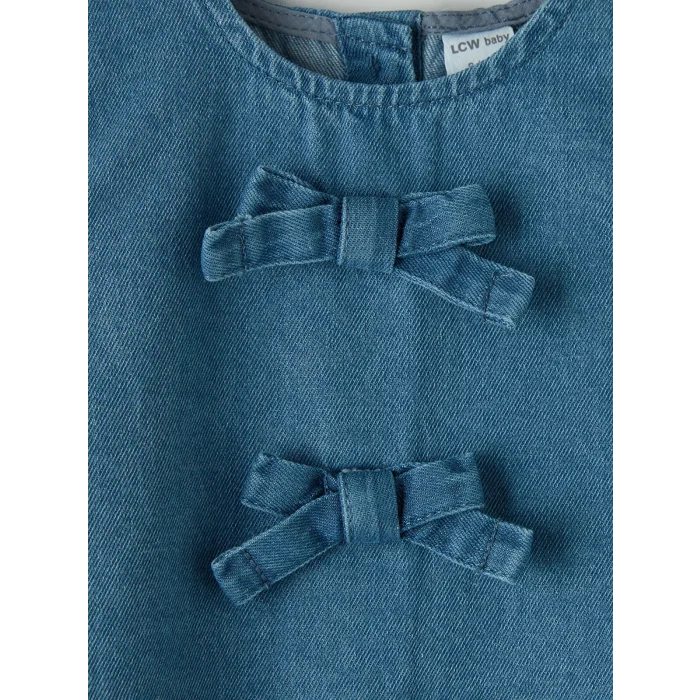 LCW baby Mavi Fiyonklu Kız Bebek Jean Elbise
