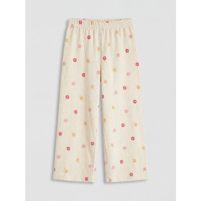 LCW Kids Ekru Çiçekli Kız Çocuk Tişört ve Pantolon