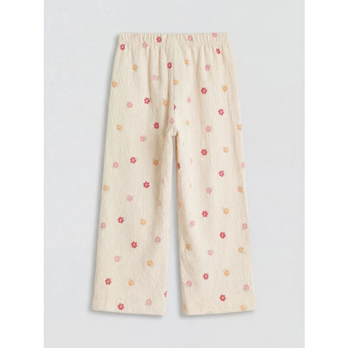 LCW Kids Ekru Çiçekli Kız Çocuk Tişört ve Pantolon