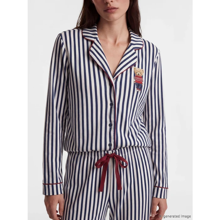 LCW DREAM Lacivert Ayı Teddy Baskılı Kadın Pijama Takımı