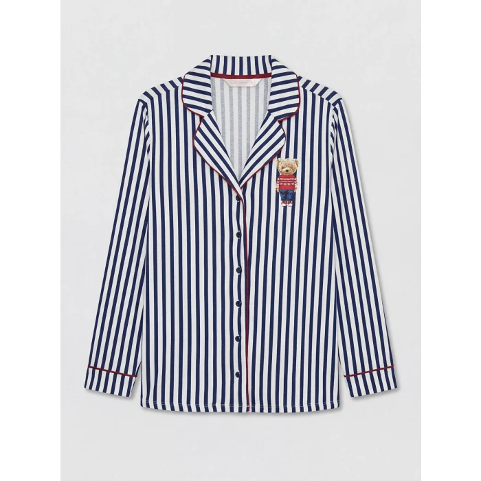 LCW DREAM Lacivert Ayı Teddy Baskılı Kadın Pijama Takımı