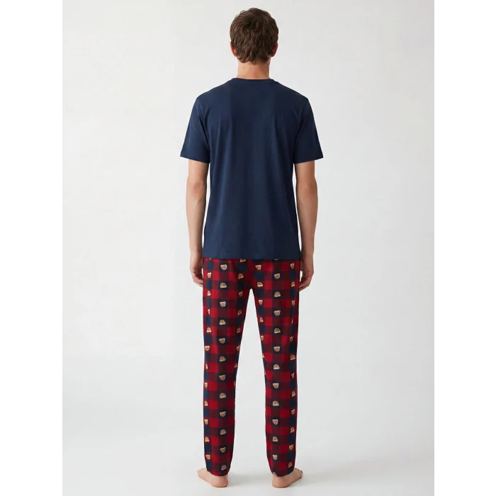 LC WAIKIKI Lacivert Standart Kalıp Ayı Teddy Baskılı Erkek Pijama Takım