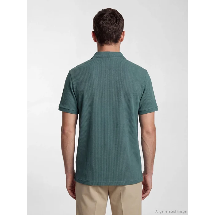 LCWAIKIKI Classic Mavi Polo Yaka Dokulu Erkek Tişört
