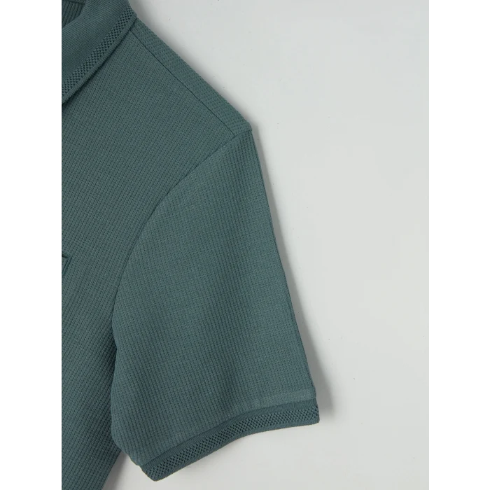 LCWAIKIKI Classic Mavi Polo Yaka Dokulu Erkek Tişört