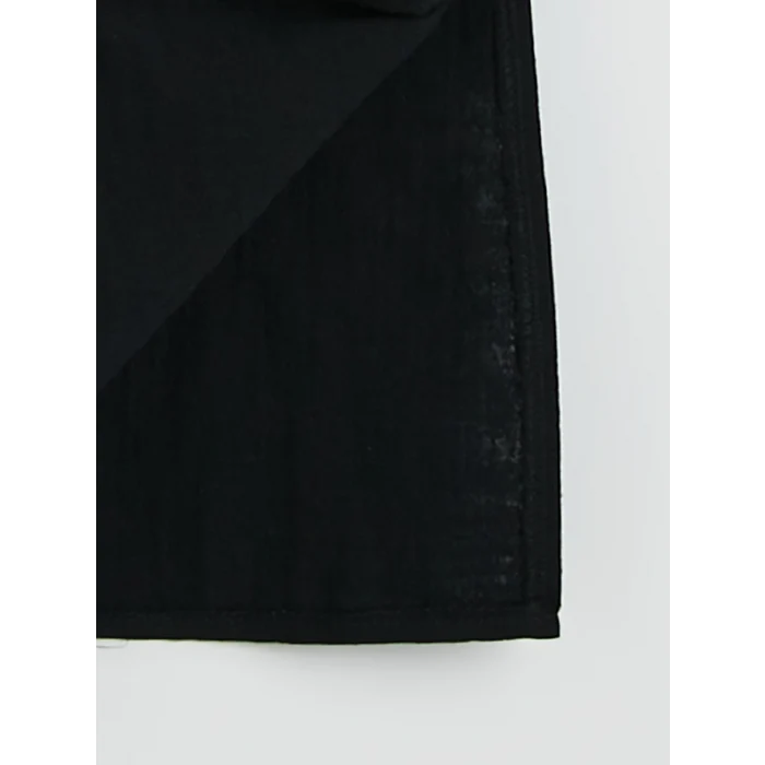 LCW Comfort Siyah Polo Yaka Yırtmaçlı Elbise