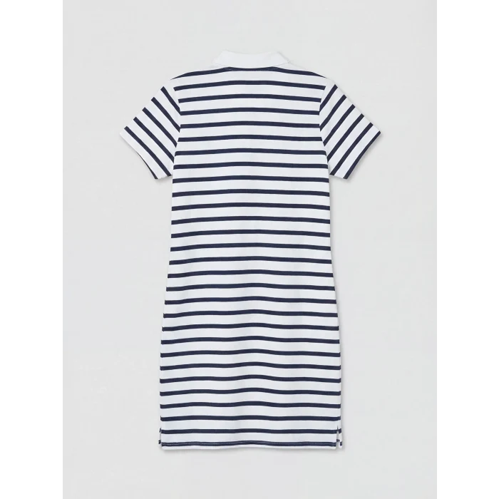 LCWAIKIKI Classic Lacivert Polo Yaka Çizgili Pike Mini Elbise