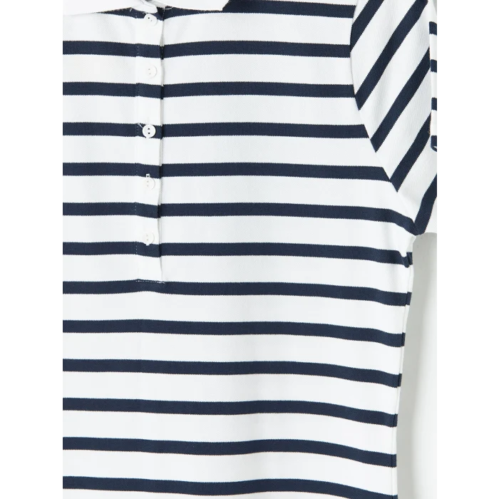 LCWAIKIKI Classic Lacivert Polo Yaka Çizgili Pike Mini Elbise