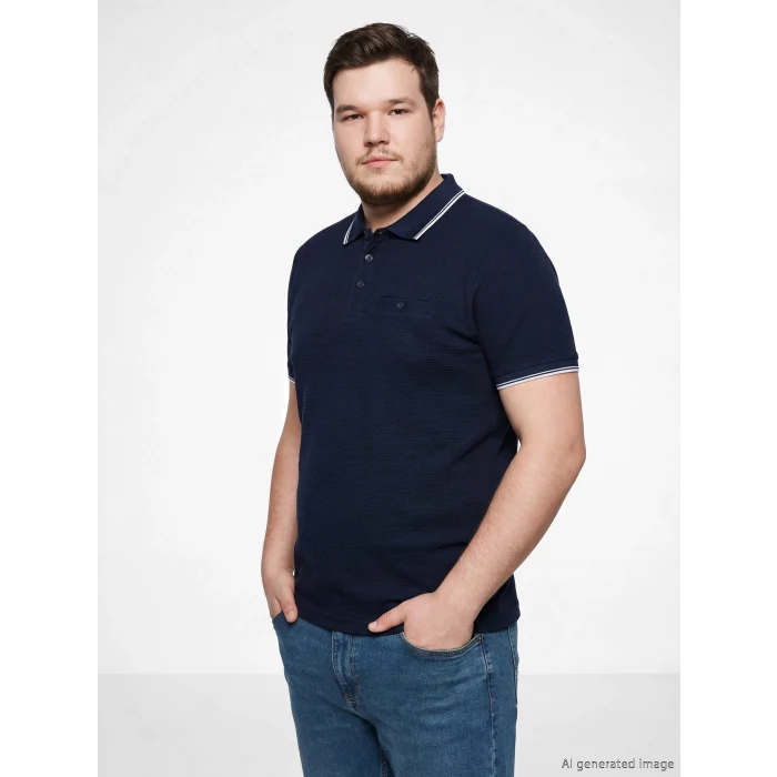 LCWAIKIKI Classic Lacivert Polo Yaka Erkek Dokulu Tişört