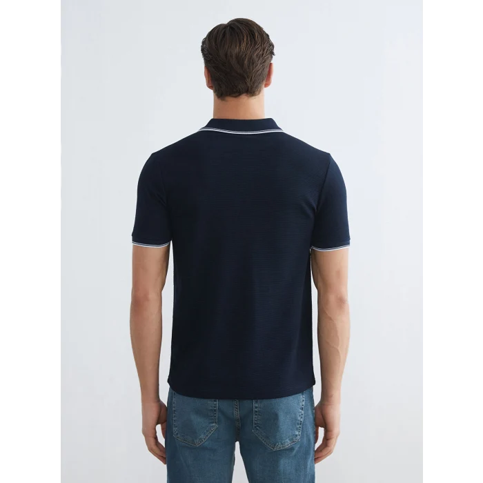 LCWAIKIKI Classic Lacivert Polo Yaka Erkek Dokulu Tişört