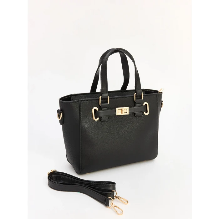 LCW ACCESSORIES Siyah Deri Görünümlü Kadın Omuz Çantası