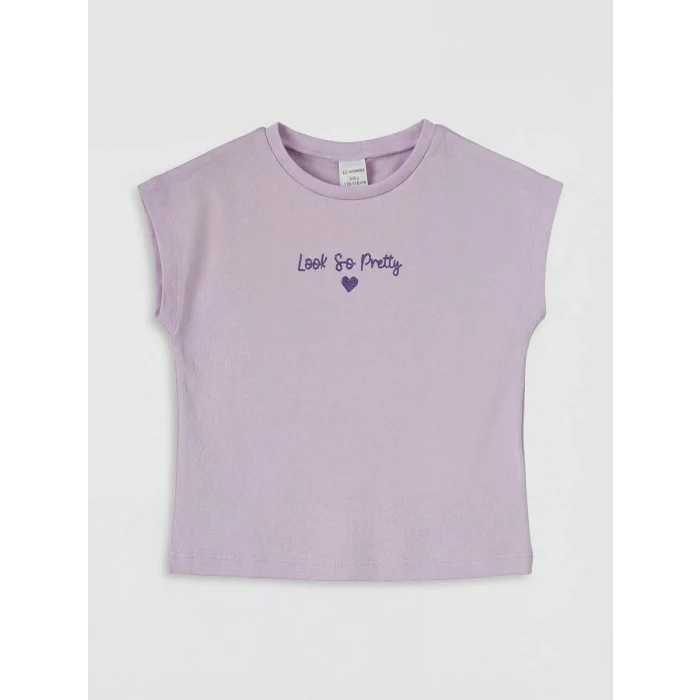 LCW Kids Lila Baskılı Kız Çocuk Takım
