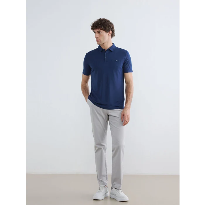 LCWAIKIKI Classic İndigo Polo Yaka Pike Erkek Tişört