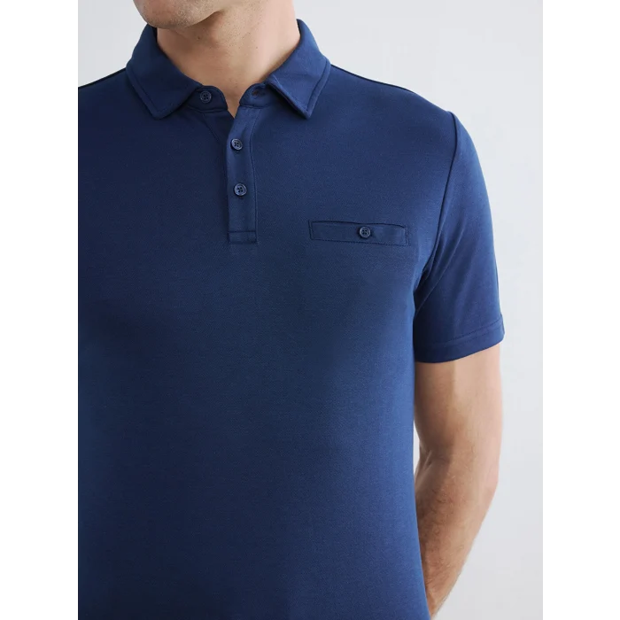LCWAIKIKI Classic İndigo Polo Yaka Pike Erkek Tişört