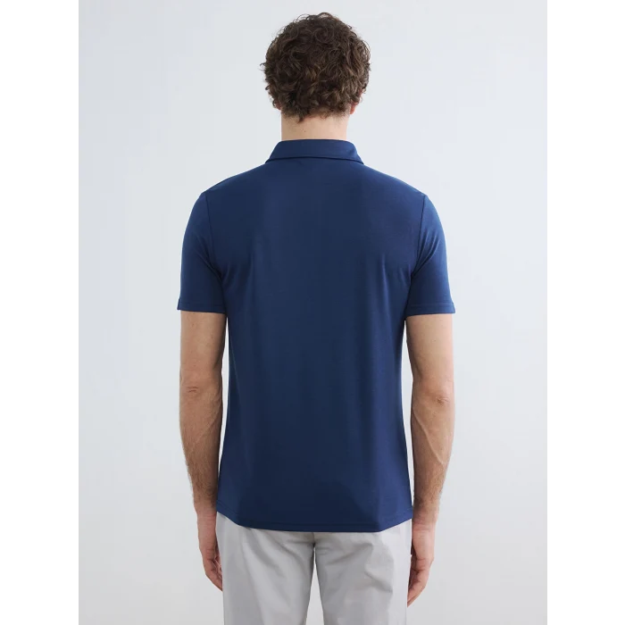 LCWAIKIKI Classic İndigo Polo Yaka Pike Erkek Tişört