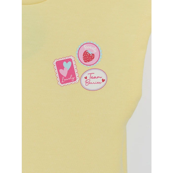 LCW Kids Sarı Baskılı Kız Çocuk Takım