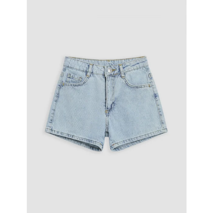 LCW Kids Mavi Taşlı Kız Çocuk Jean Şort