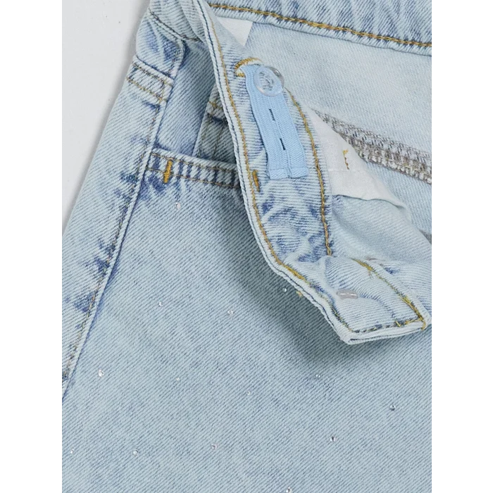 LCW Kids Mavi Taşlı Kız Çocuk Jean Şort