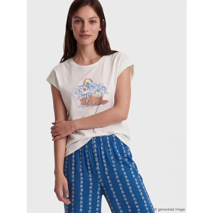 LCW DREAM Lacivert Baskılı Kadın Kaprili Pijama Takımı