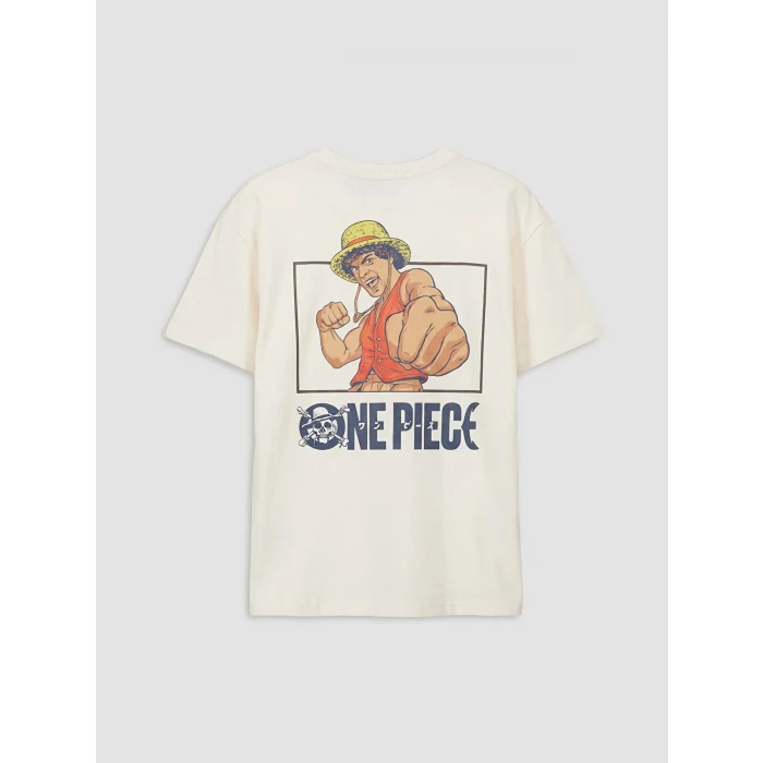 LCW Kids Bej Bisiklet Yaka One Piece Baskılı Erkek Çocuk Tişört